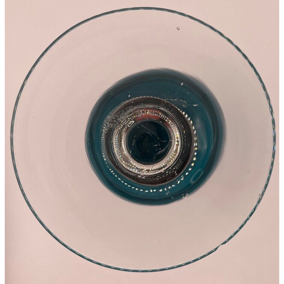 Vintage Handblown Blue Footed Vase Art Glass - Picture 4 of 10